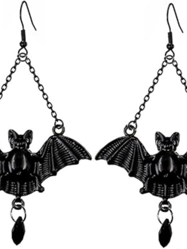 Goth Bat Earrings Black Drop Dangle Earrings Black Earring Set Punk Gothic